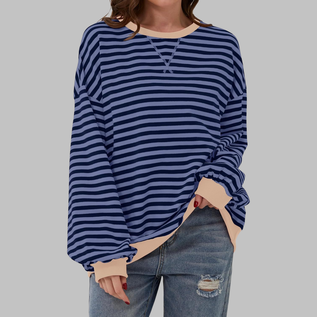 Melorna - Elegante Jersey De Manga Larga a Rayas