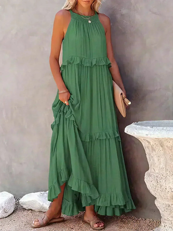 Hayley - Elegante Vestido Sin Mangas Con Volantes
