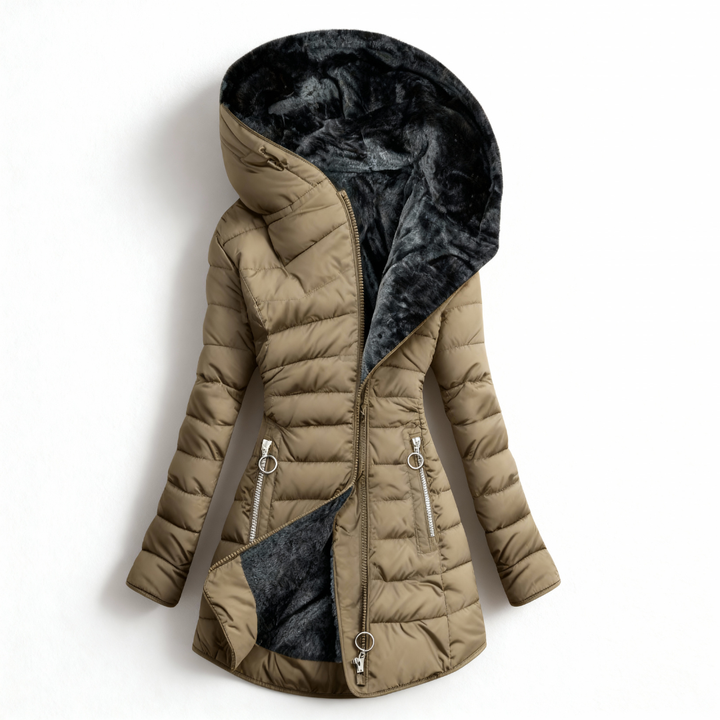 Ruchmira - Abrigo Acolchado Impermeable Con Capucha y Forro Polar