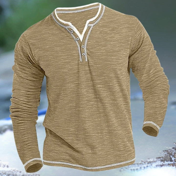 Burkhardt - Camisa de Manga Larga y Cuello en V