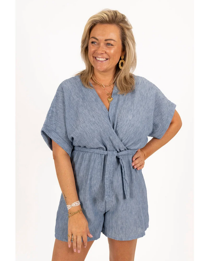 Lerusik - Playsuit De Lino De Manga Corta