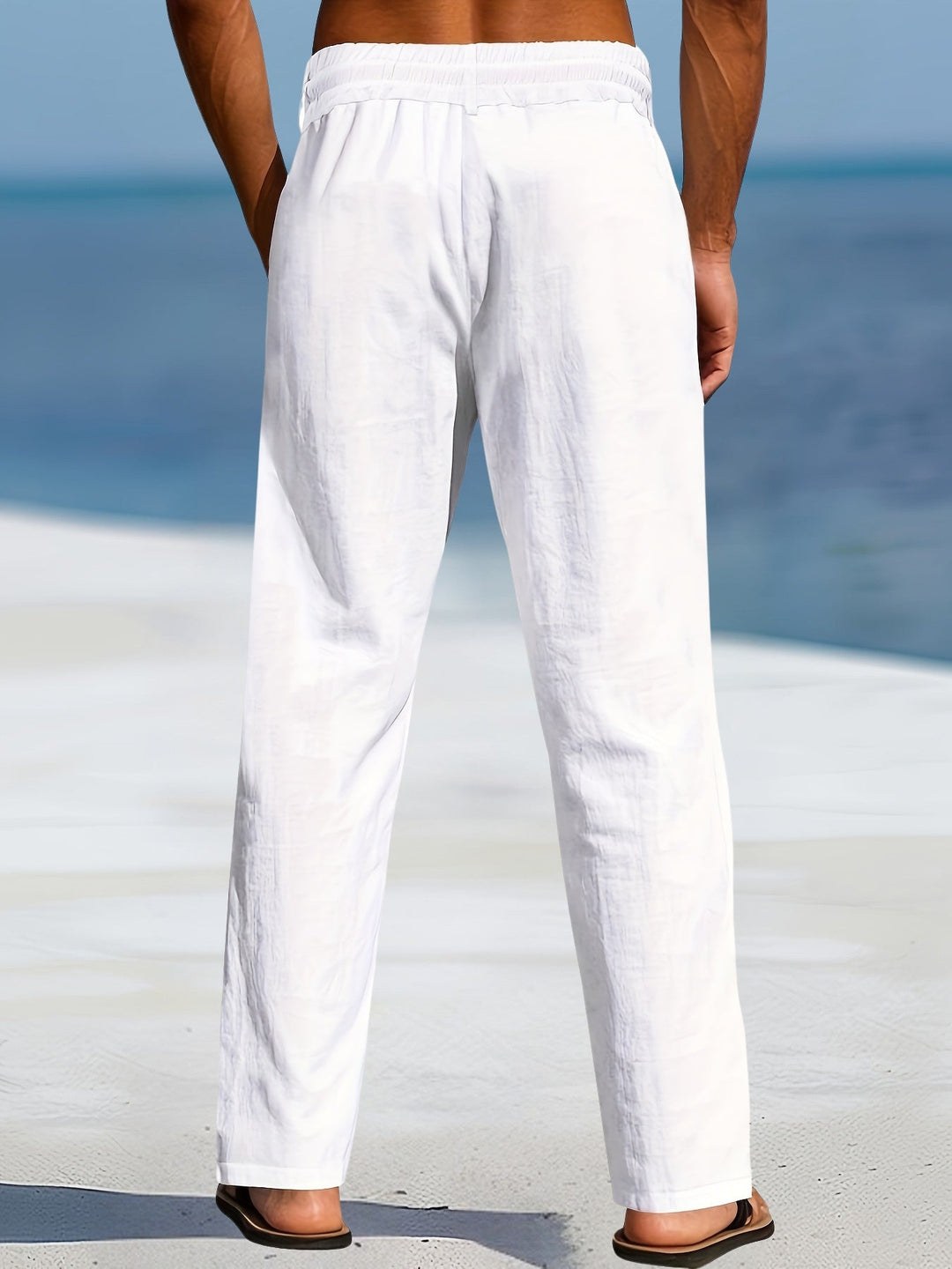 Aznar - Pantalón Elástico Informal De Lino