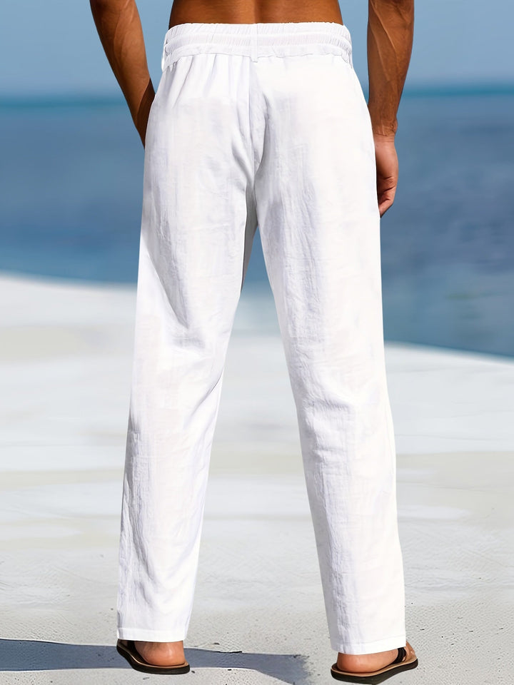 Aznar - Pantalón Elástico Informal De Lino