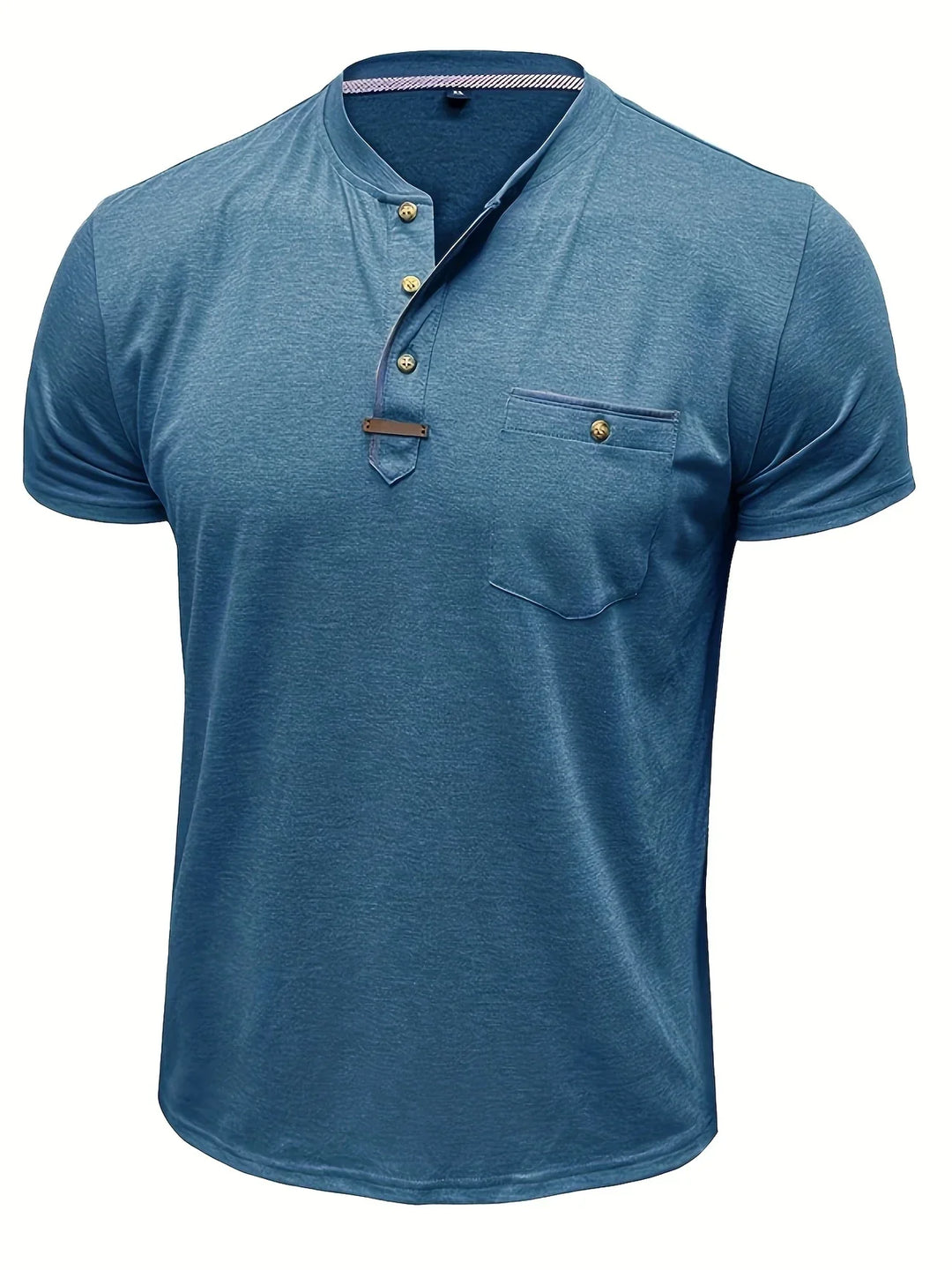 Saxon - Camiseta Elegante De Cuello Redondo Con Bolsillo