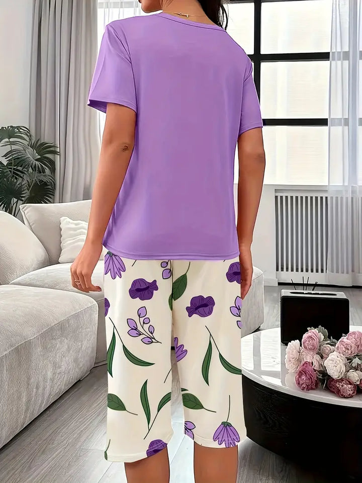 Kinsley - Conjunto Cómodo De Ropa De Estar Por Casa Con Estampado De Flores