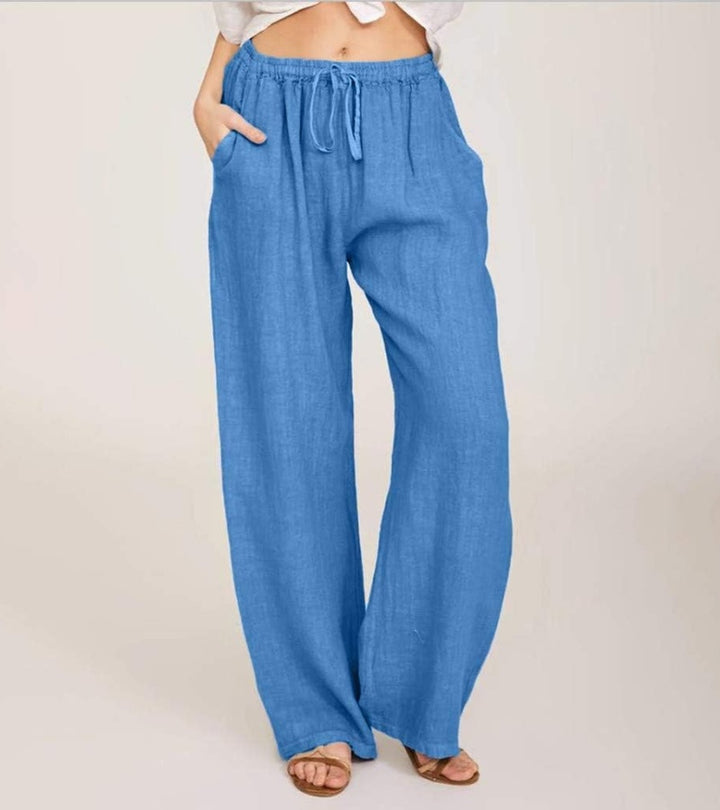 Maialen - Pantalones Anchos De Lino Para Verano