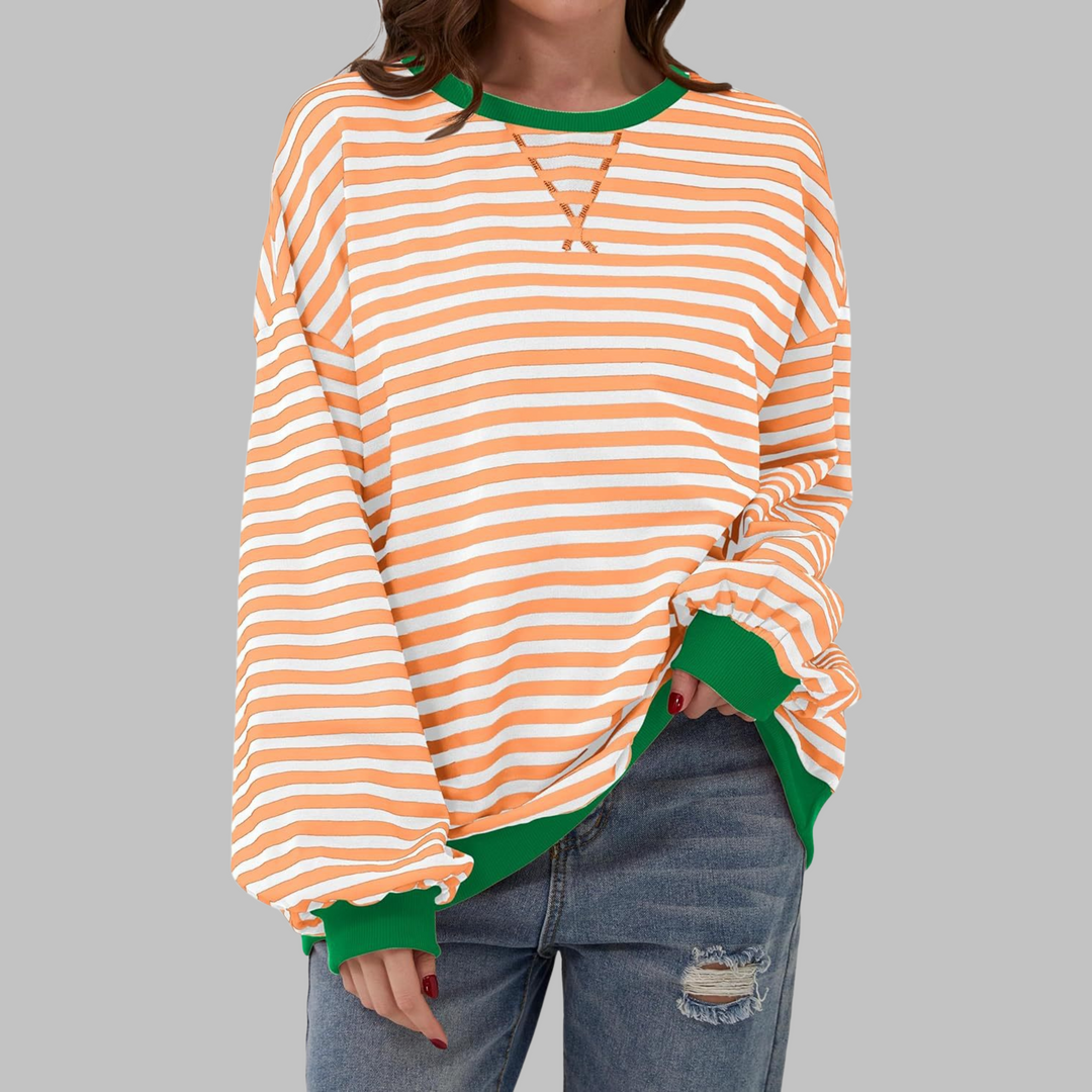 Melorna - Elegante Jersey De Manga Larga a Rayas