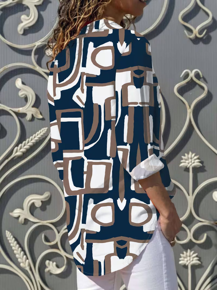 Fizana - Camisa Informal De Gasa Con Estampado Geométrico
