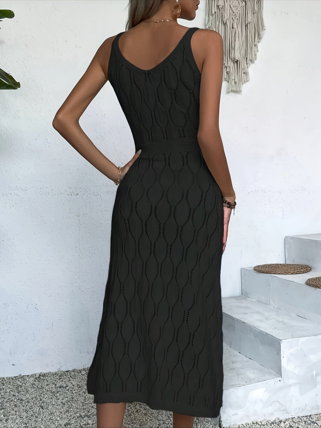 Luciana - Sin Mangas Largo De Punto Vestido Con Estilo Del Abrigo