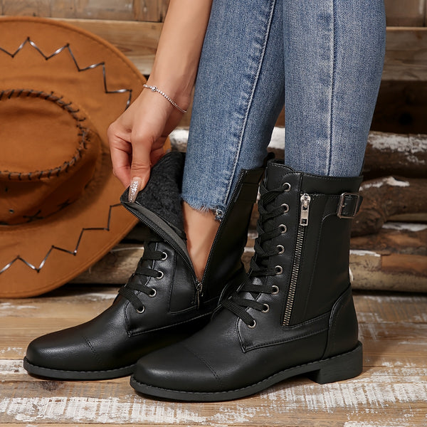 Kareema - Cómodas Botas De Cuero Con Cremallera Lateral