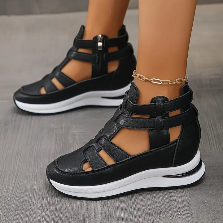 Souad - Sandalias De Cuña Elegantes Ligeras Con Cremallera Lateral