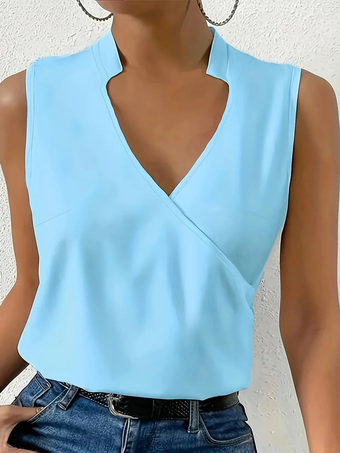 Cebulska - Elegante Sin Mangas Sobrepelliz Blusa
