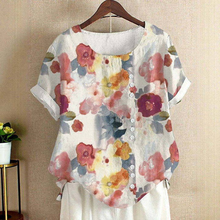 Zendaya - Blusa Informal Con Botones y Estampado Floral