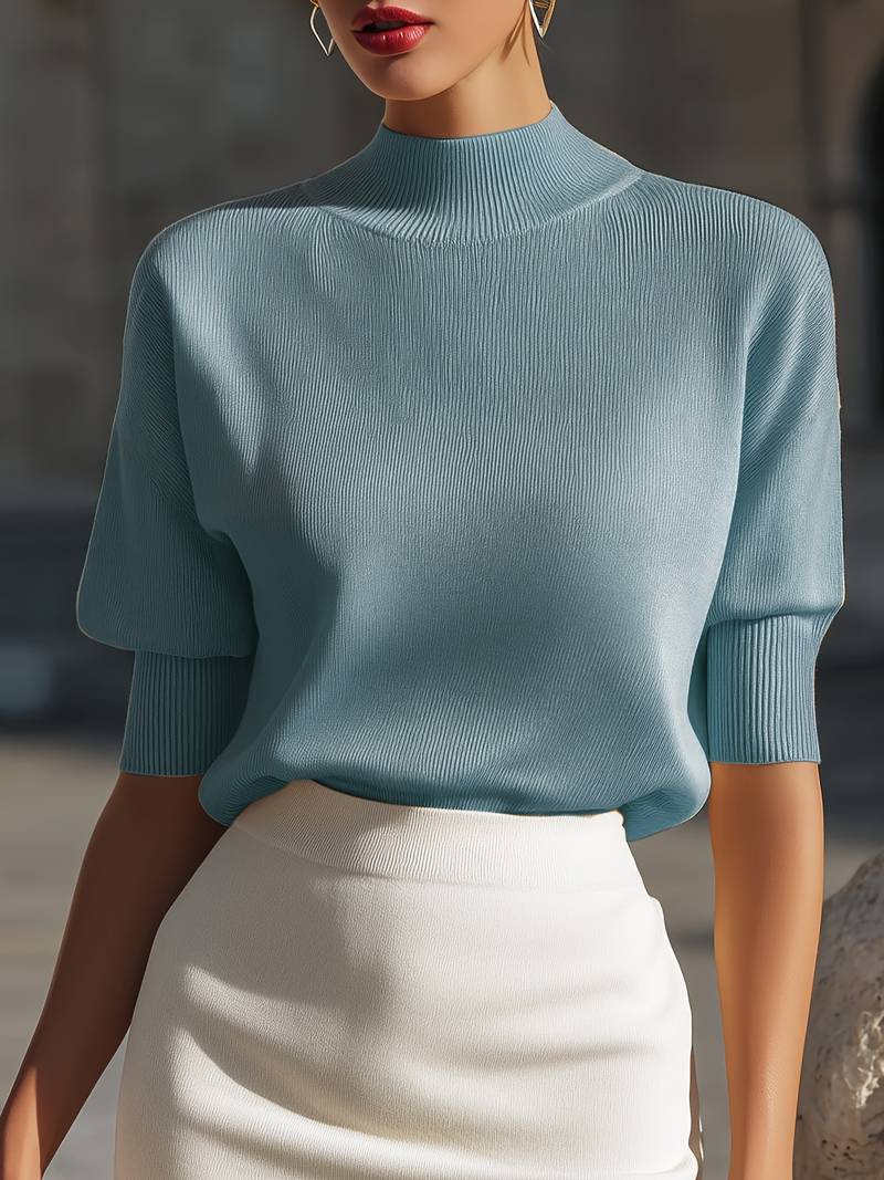 Jenni - Jersey De Manga Corta Con Cuello Alto Y Canalé