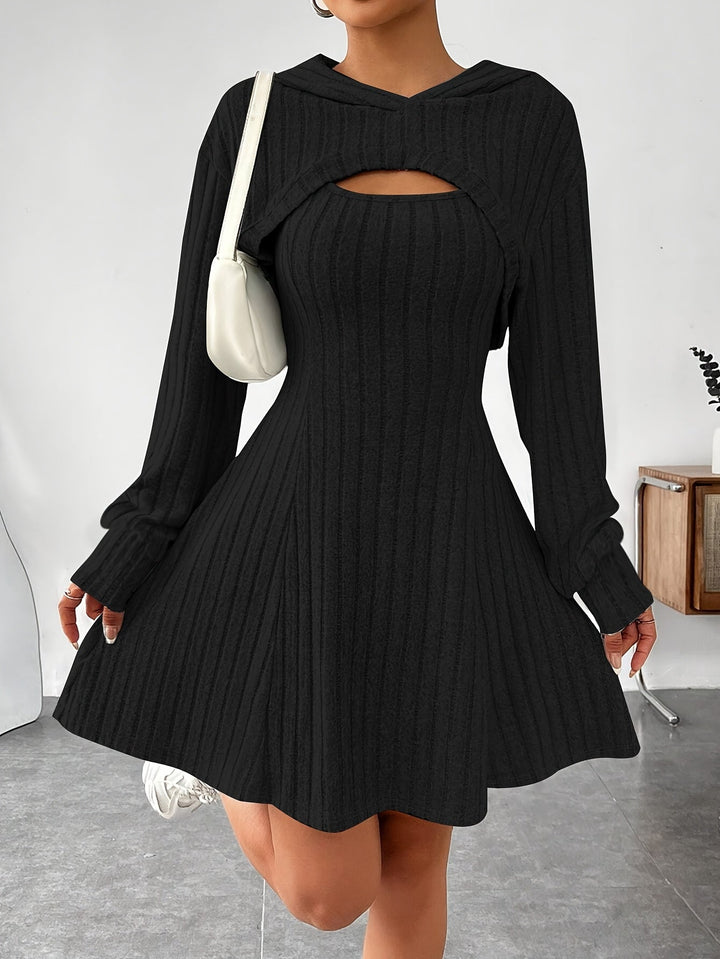 Joaquina - Minivestido Acanalado con Top Corto Con Capucha