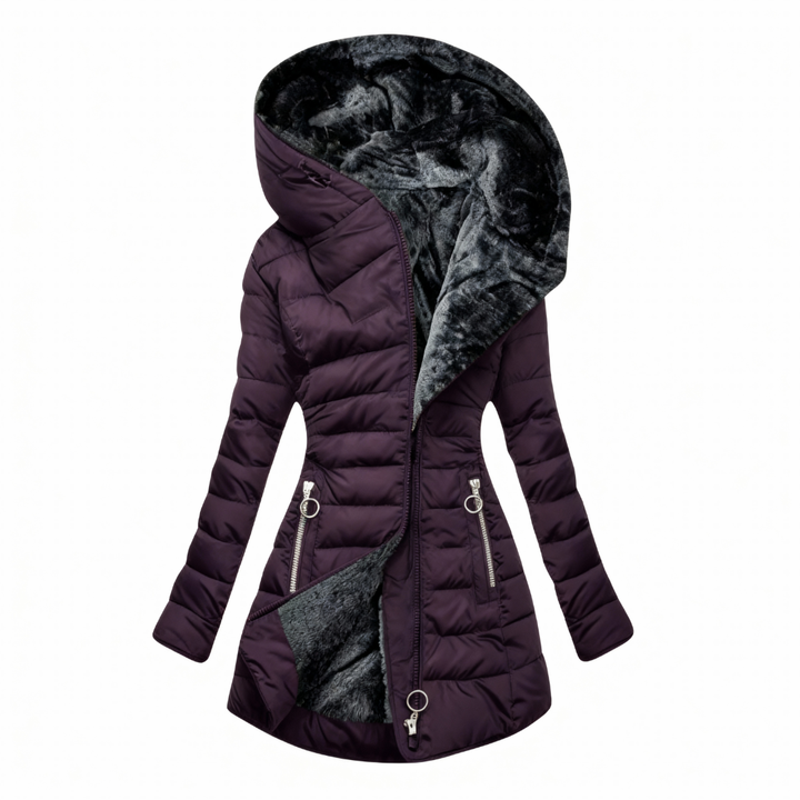 Ruchmira - Abrigo Acolchado Impermeable Con Capucha y Forro Polar