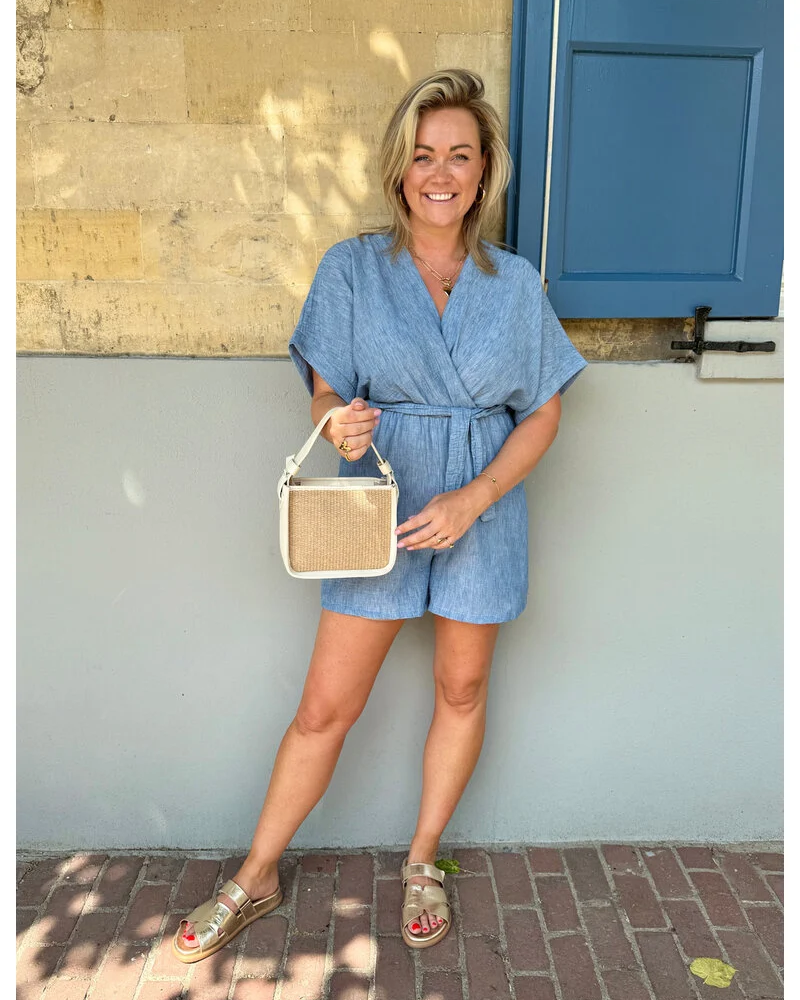 Lerusik - Playsuit De Lino De Manga Corta