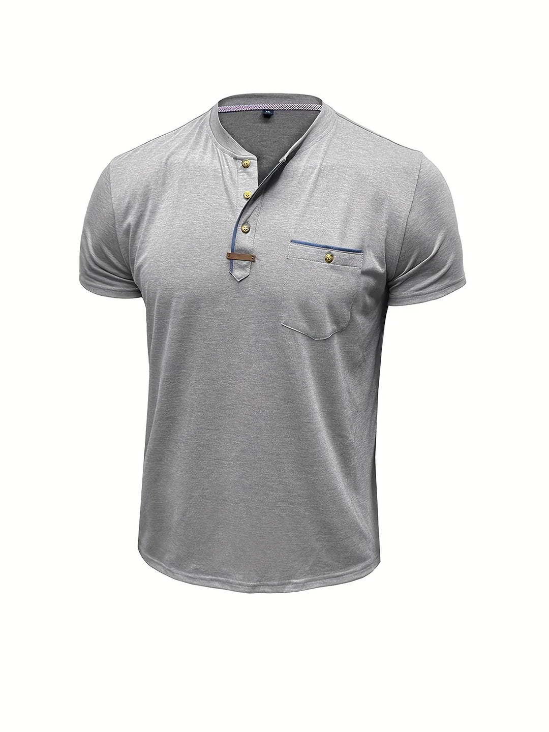 Saxon - Camiseta Elegante De Cuello Redondo Con Bolsillo