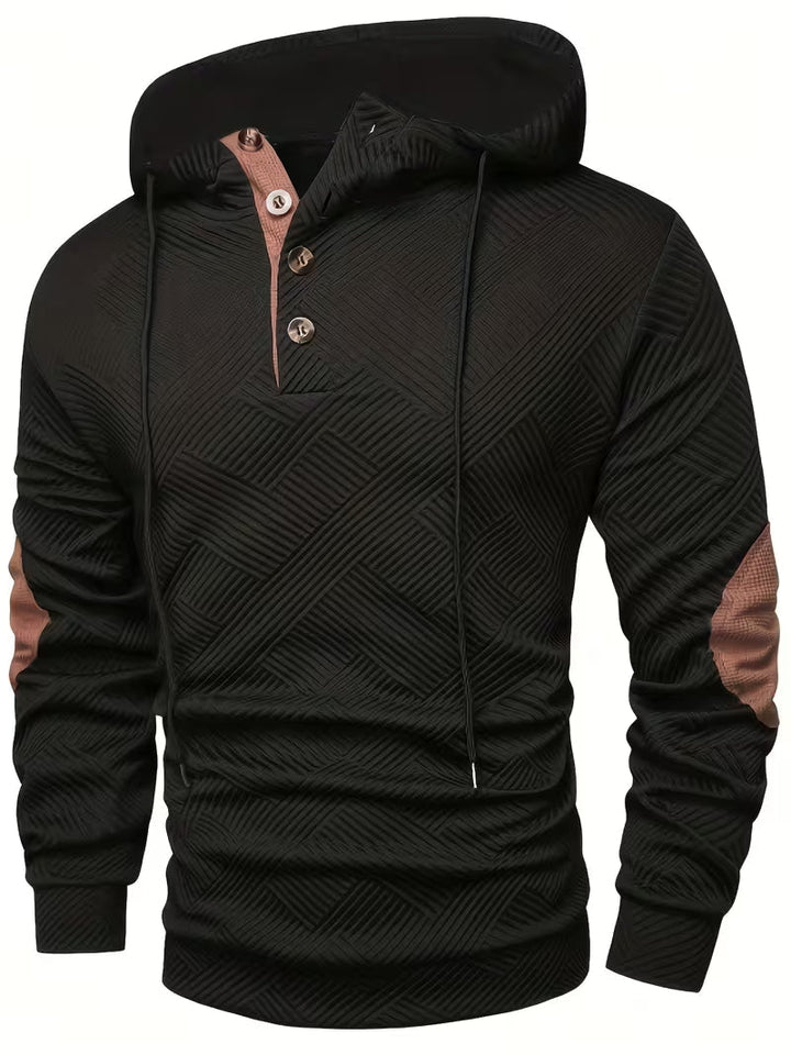 Alejandro - Sudadera Con Capucha y Textura Con Parches en Los Codos en Color de Contraste