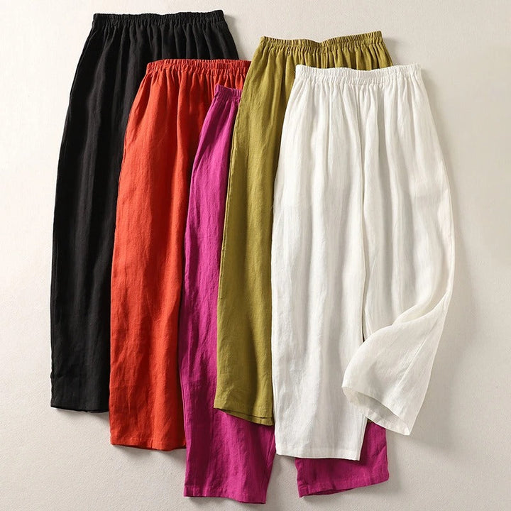 Ljupka - Pantalones Holgados De Algodón y Lino