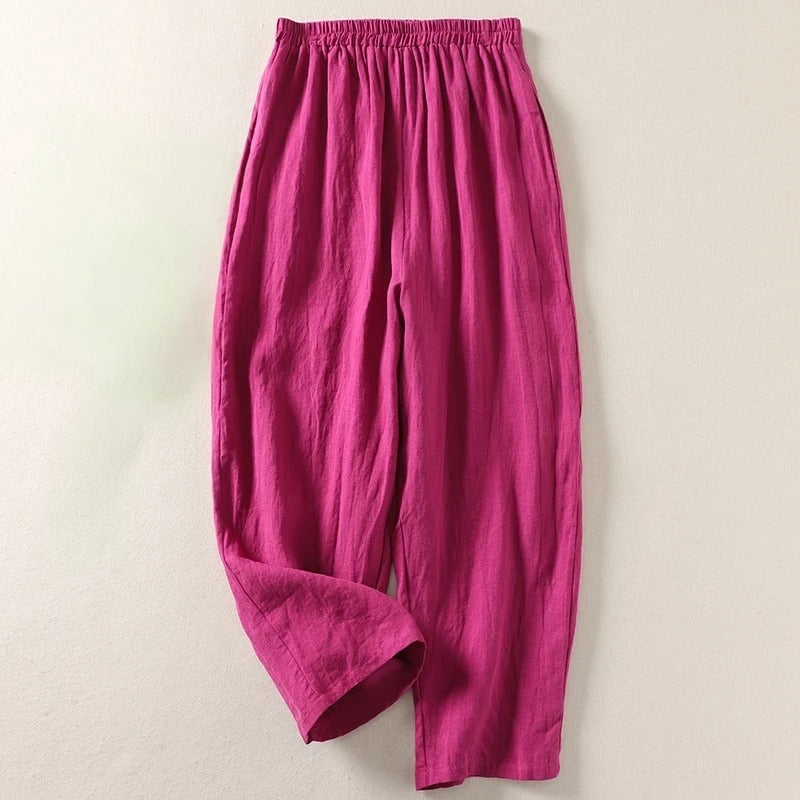 Ljupka - Pantalones Holgados De Algodón y Lino