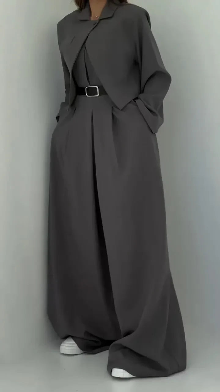 Lavara - Conjunto De Blazer Corto y Pantalón Ancho