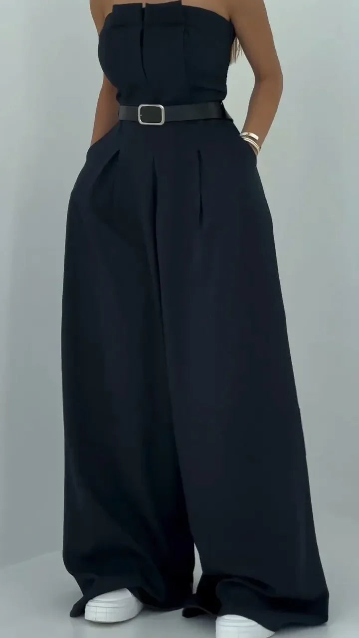 Lavara - Conjunto De Blazer Corto y Pantalón Ancho