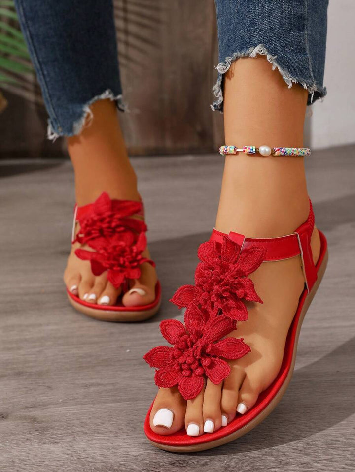 Arabela - Sandalias Ortopédicas Con Flores Aplicadas
