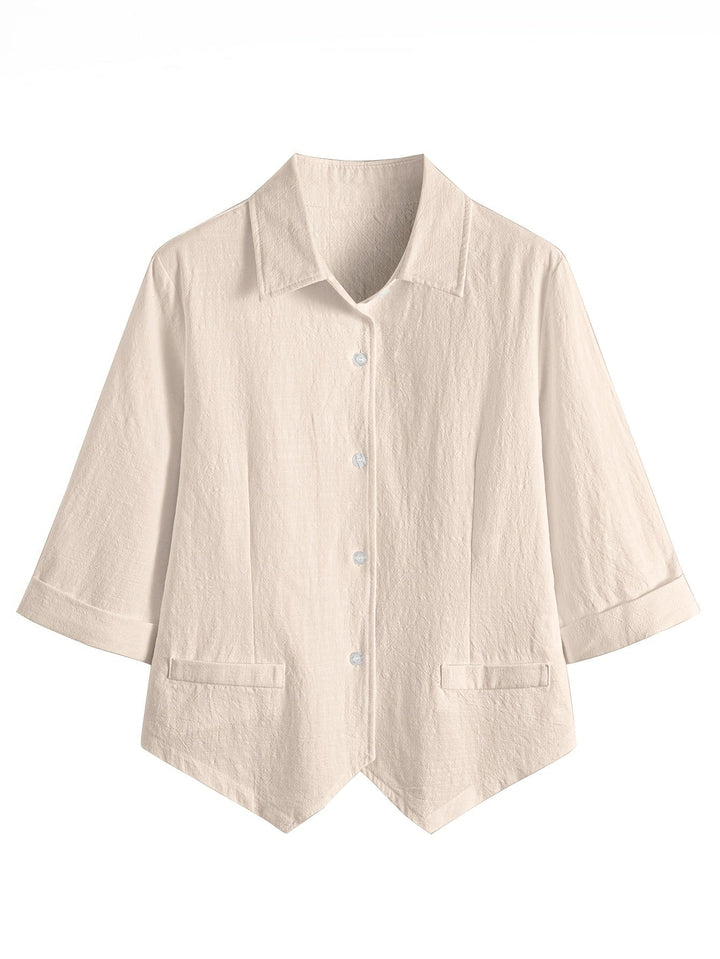 Maihuong - Camisa Holgada De Manga Corta Y Cuello Abierto