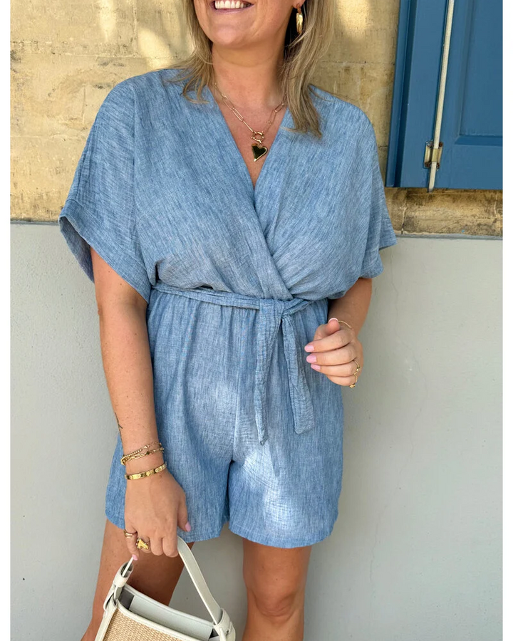 Lerusik - Playsuit De Lino De Manga Corta