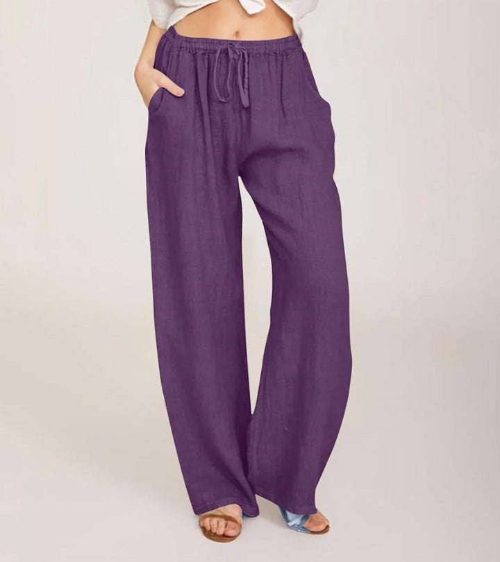 Maialen - Pantalones Anchos De Lino Para Verano