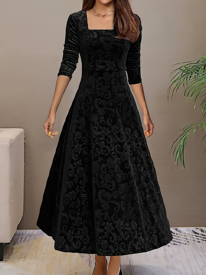 Otsuru - Elegante Vestido De Terciopelo de Manga Larga