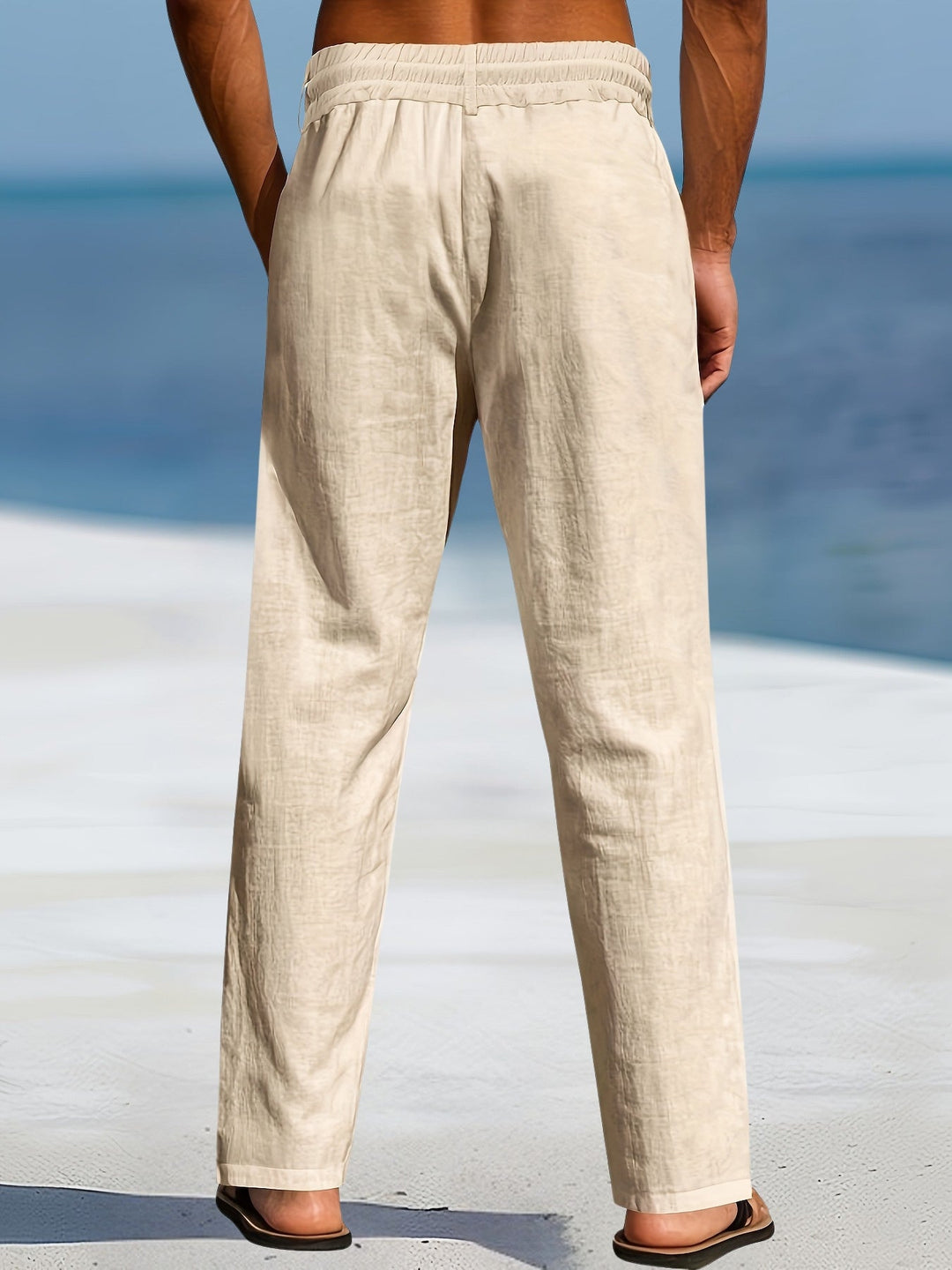 Aznar - Pantalón Elástico Informal De Lino