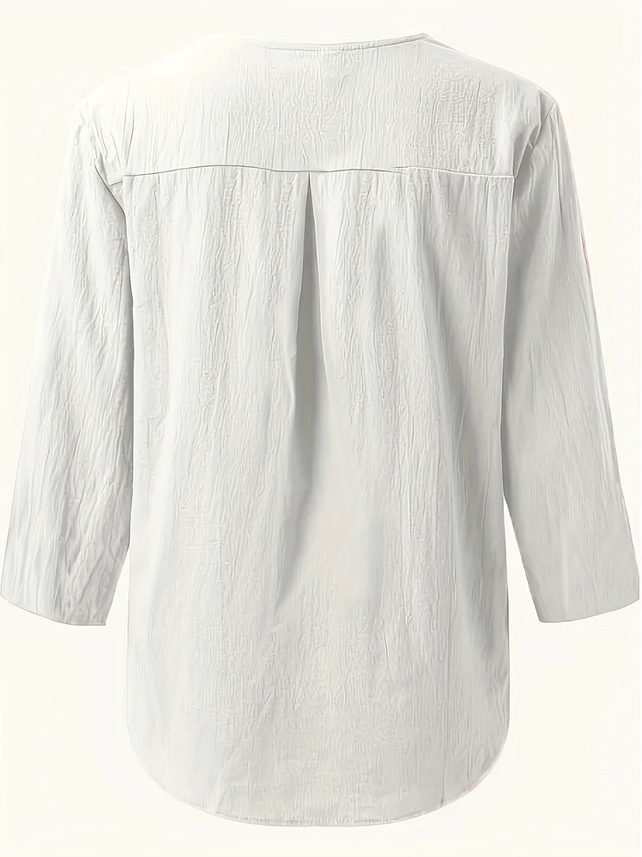 Mykaela - Blusa Informal De Algodón Y Lino