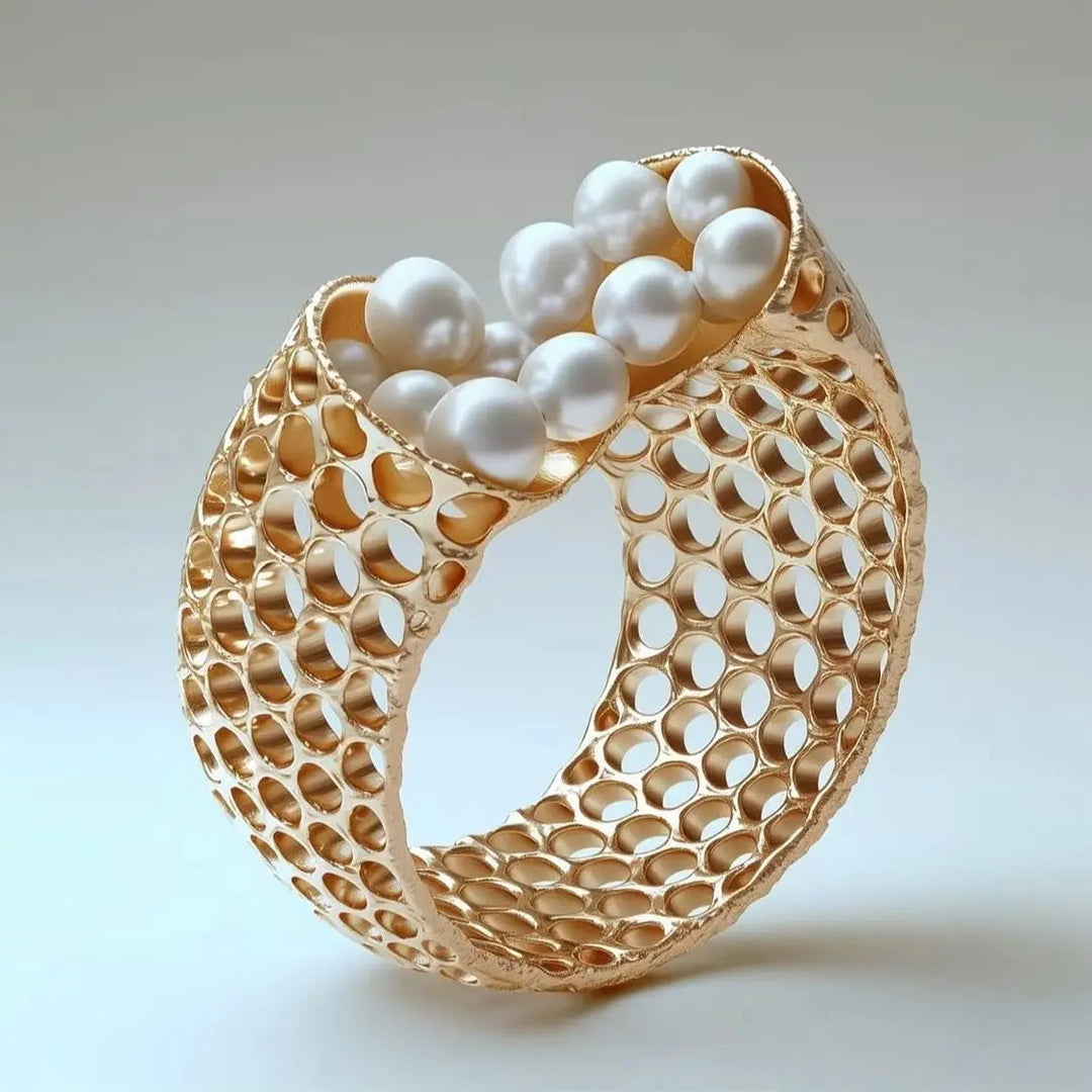 Velmira - Anillo Envolvente Escultural Con Perlas