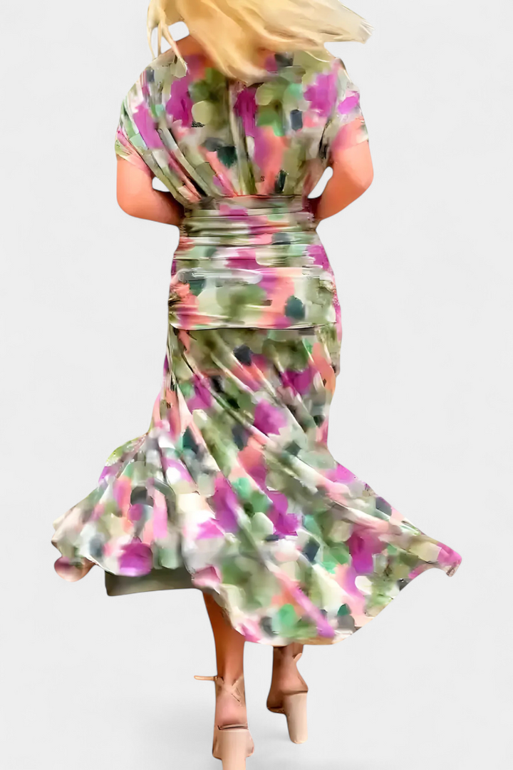 Rawan - Vestido Largo De Gasa Con Hombros Descubiertos