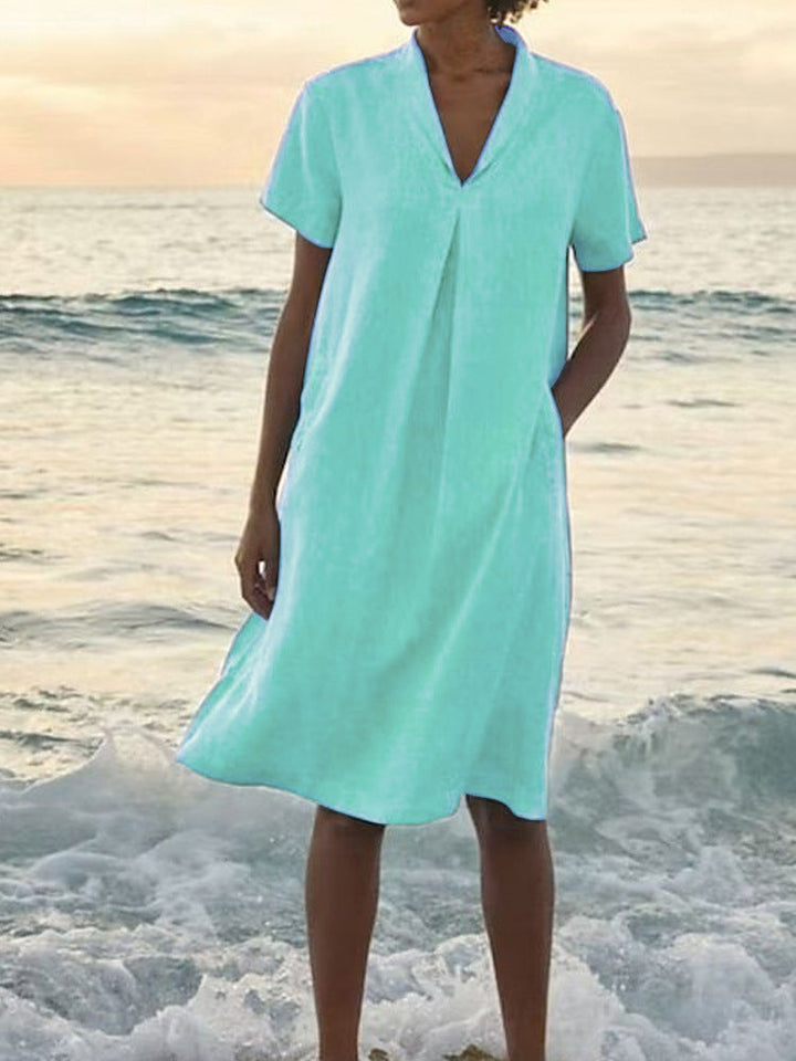 Laurie - Vestido De Manga Corta Con Bolsillos