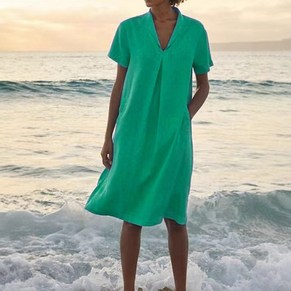 Laurie - Vestido De Manga Corta Con Bolsillos