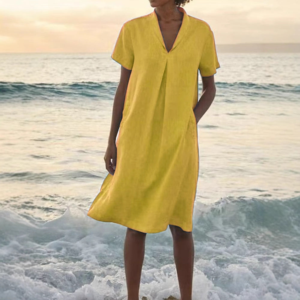 Laurie - Vestido De Manga Corta Con Bolsillos
