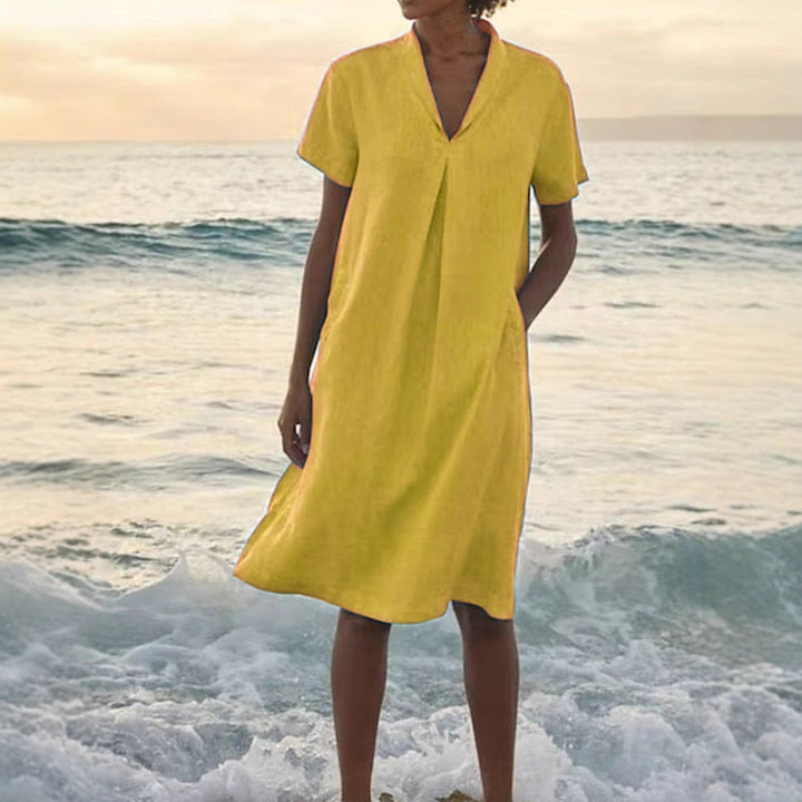 Laurie - Vestido De Manga Corta Con Bolsillos