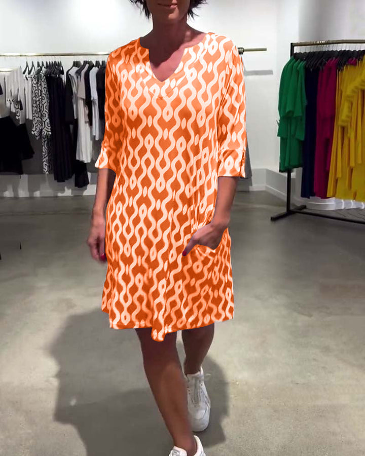 Jacqueline - Vestido Estampado De Largo Medio Y Cuello Alto