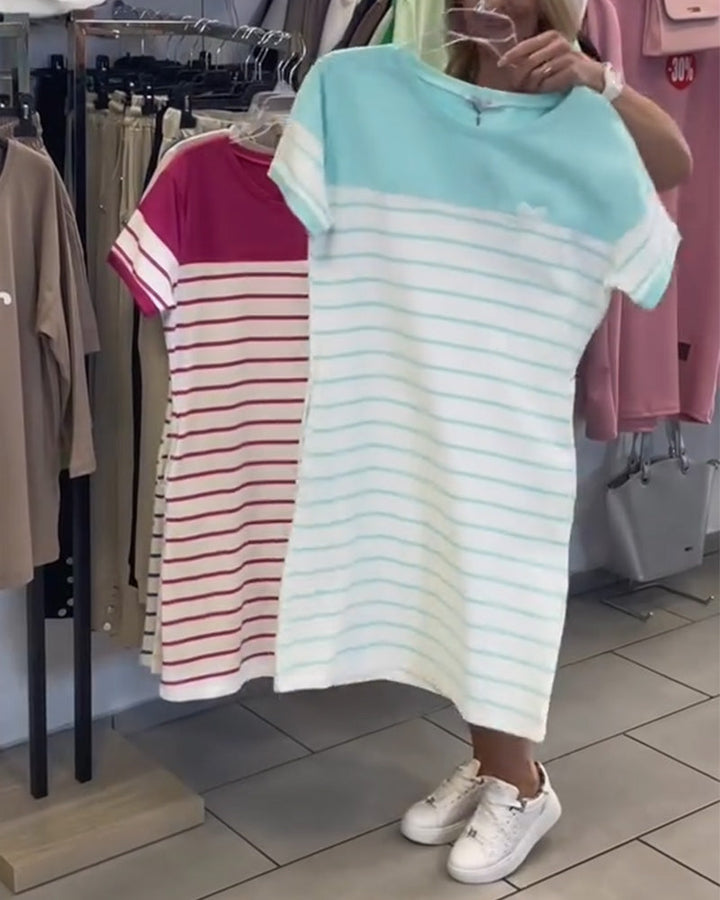 Luella - Vestido Informal De Rayas Con Cuello Redondo