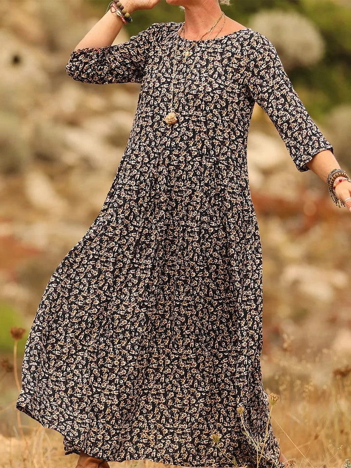 Noellaa - Cómodo Vestido Plisado De Algodón y Lino