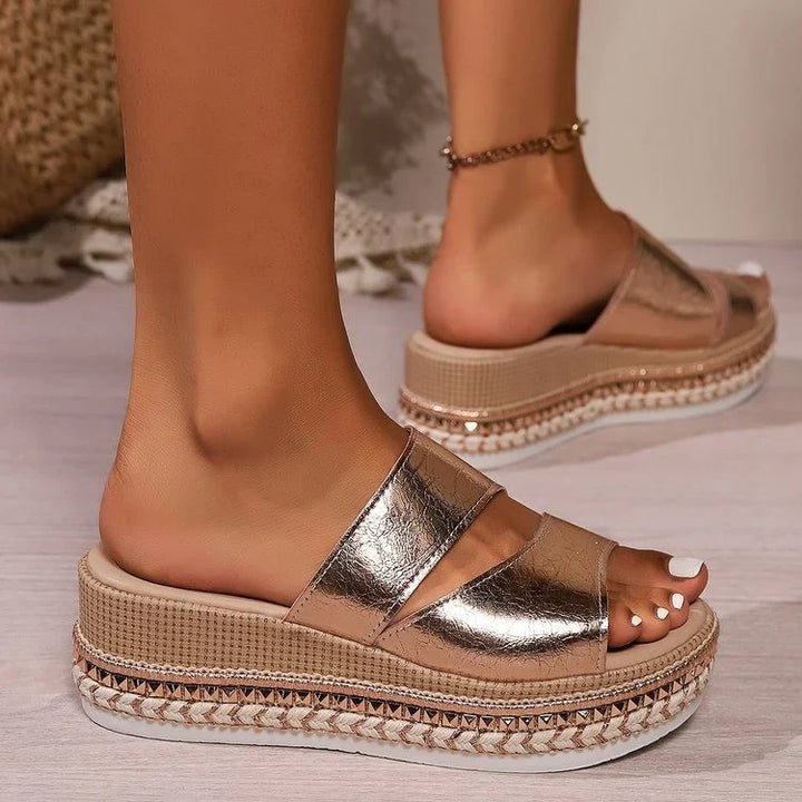Arantza - Cómodas Sandalias Con Cuña y Punta Abierta