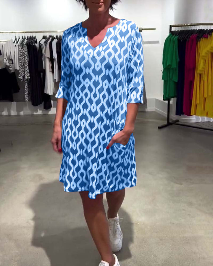 Jacqueline - Vestido Estampado De Largo Medio Y Cuello Alto