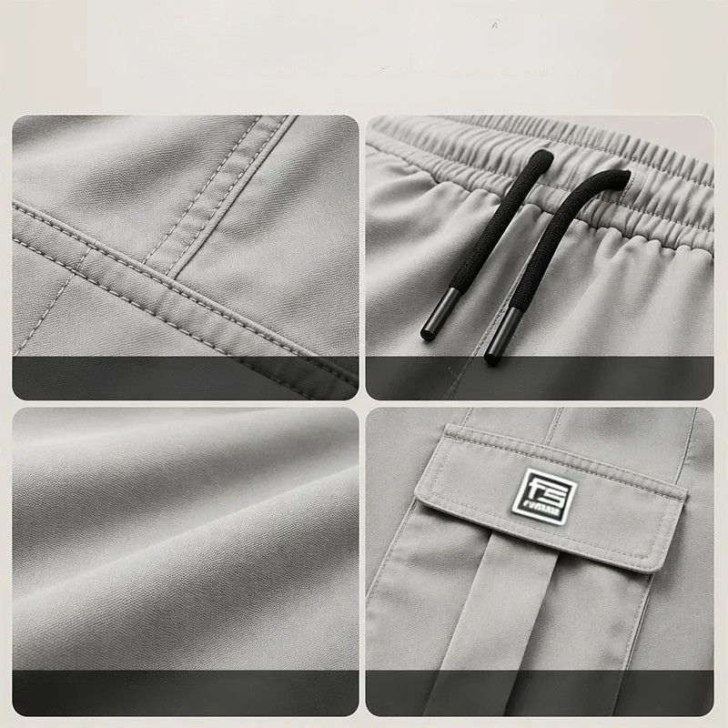 Nesham - Pantalones Cargo Con Cordón en la Cintura y Bolsillos