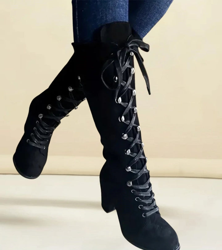 Asmita - Botas De Ante Con Cordones Y Tacón Alto