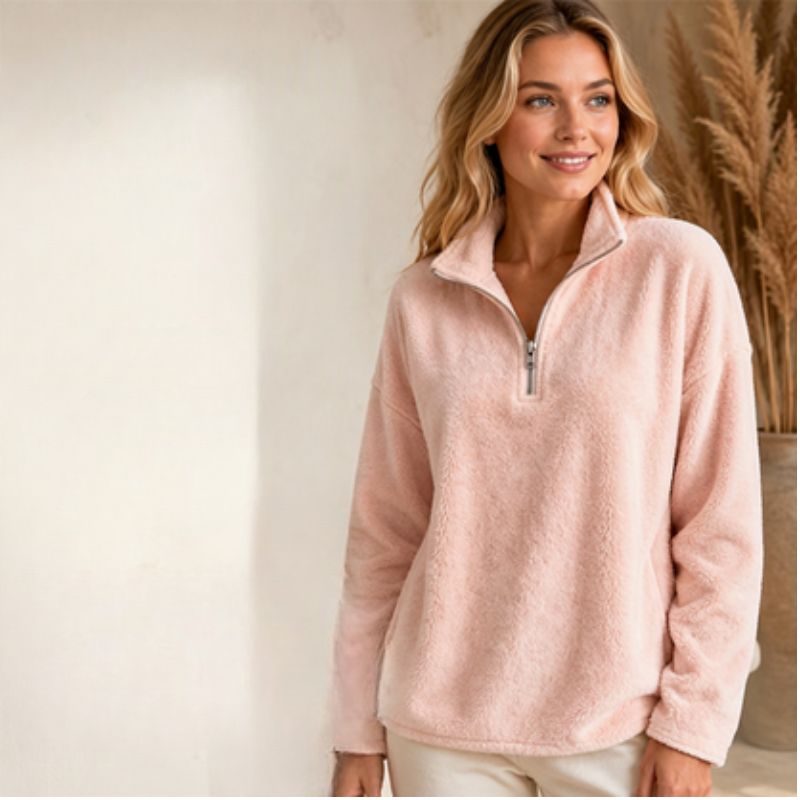 Akino - Jersey de Forro Polar Con Media Cremallera y Cuello