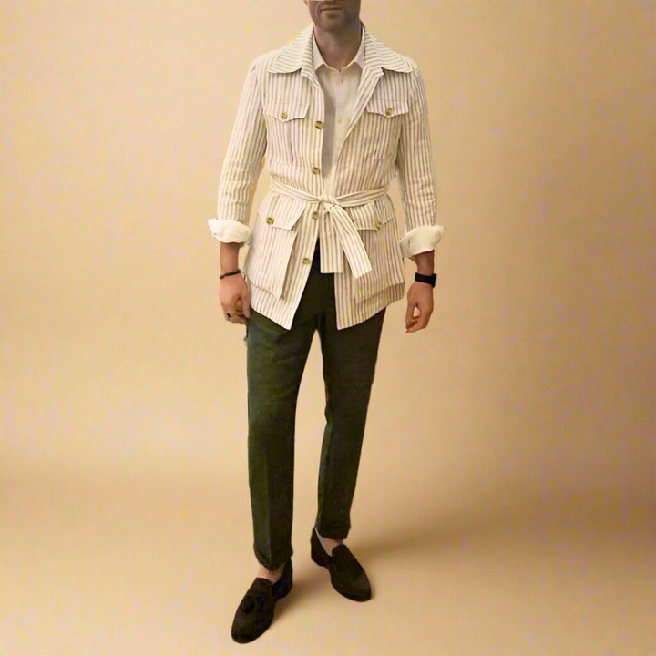 Davion - Camisa Informal Con Cinturón y Múltiples Bolsillos