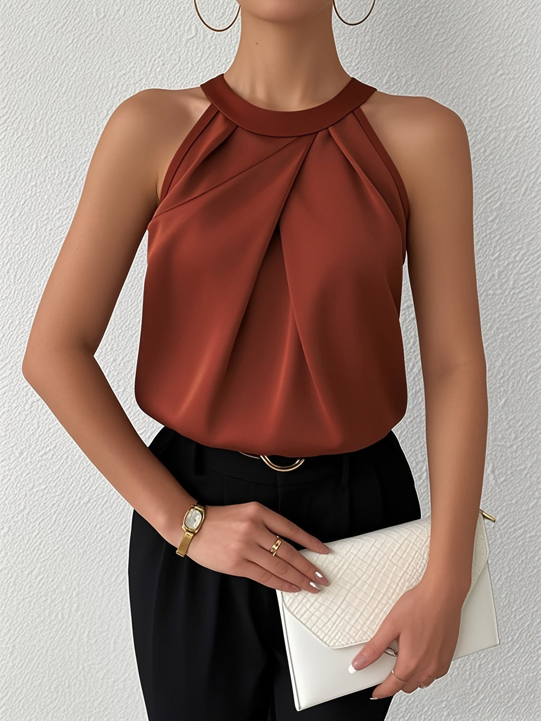 Cerys - Elegante Blusa Sin Mangas De Poliéster